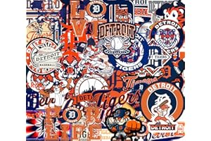 50 PCS Detroit City American Vinyl Tigers Stickers Baseball Stickers for Water Bottle, Laptop, Bicycle, Computer, Motorcycle,
