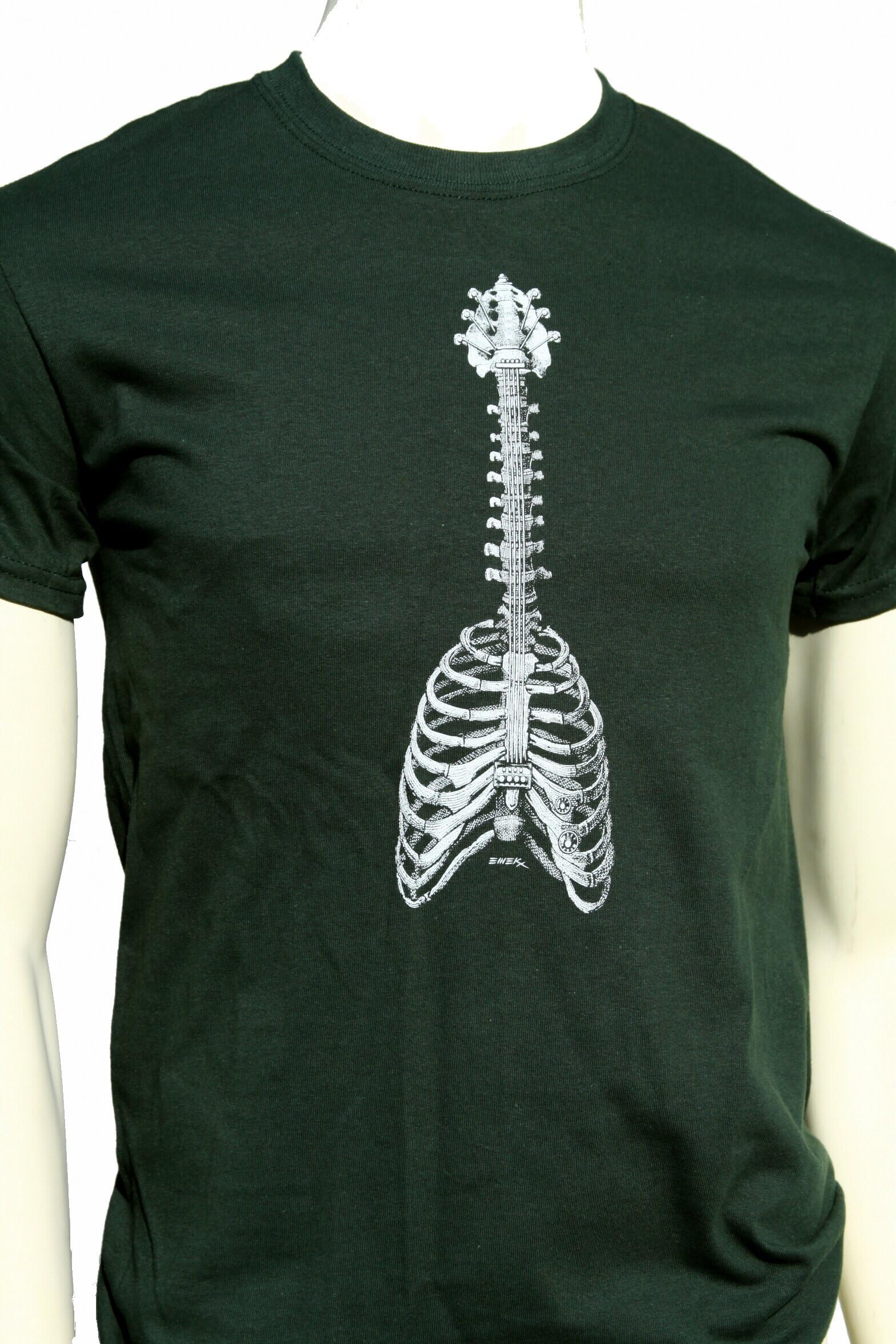 Bone Guitar T Shirt Art by Emek Medium Forest Green