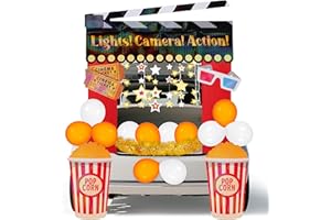 JOYIN Halloween Trunk or Treat Cinema Car Decoration Kit, Red Carpet Popcorn Bucket Clapperboard 3D Glasses Stickers Archway Garage Decor for SUV Entryway Haunted House Outdoor
