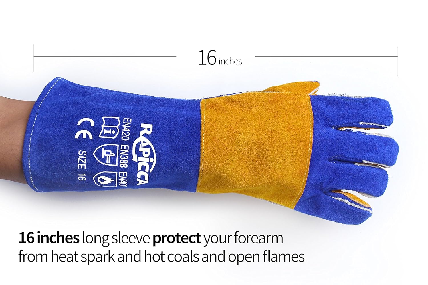 RAPICCA Leather Welding Gloves Heat/Fire Resistant, Mitts for
