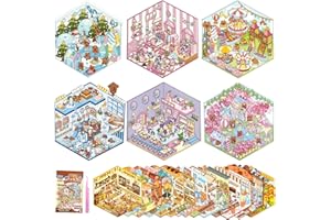YKQRLLK 20 Sets 3D Sticker Scenes Sticker Therapy 3D Scenes for Adults Relieve Stress and Pass The Time