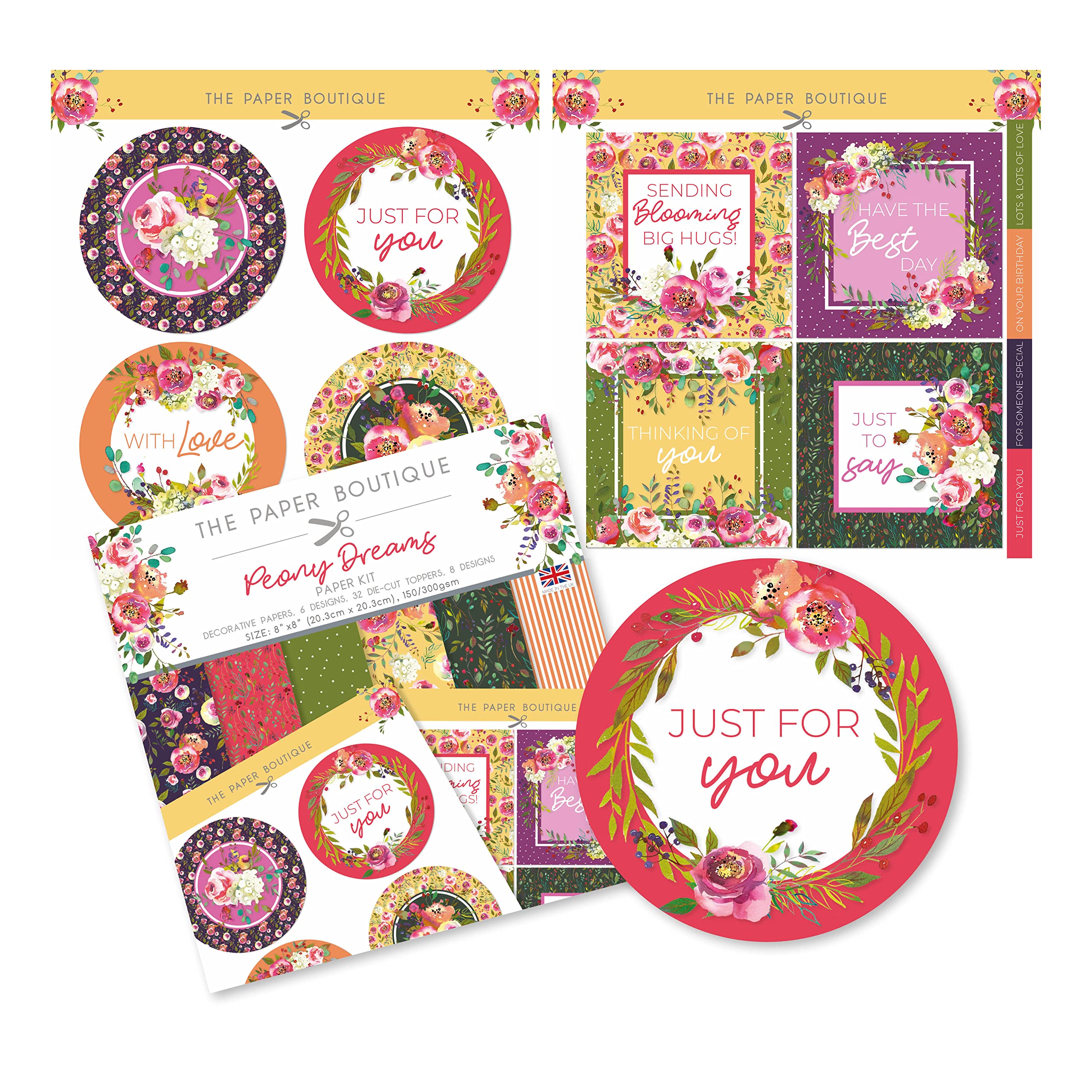 Paper Boutique Peony Dreams-Paper Kit, Multicoloured, 8 x 8 inches