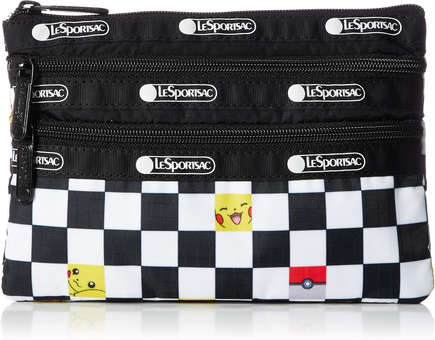 レスポートサック 公式 ポーチ Special 3 Zip Cosmetic 80 ピカチュウチェック Lesportsac レスポートサック ポーチ Amazon