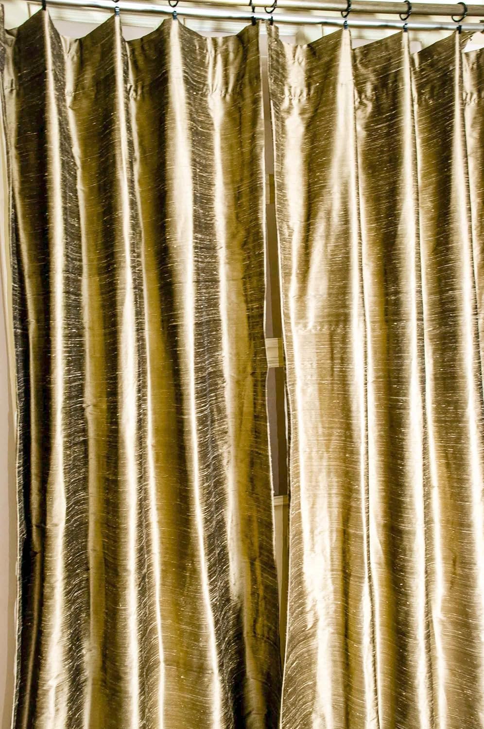 D&D Antique gold Raw silk curtain/drape (52" W X 84" L) Amazon.co.uk