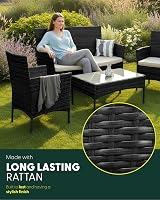 KEPLIN Rattan Garden Furniture Set - Sofa, 2 Chairs & Coffee Table - Black view 4