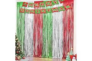 OHOME Christmas Party Decorations - Christmas Decorations | Red Green Silver Backdrop Banner for Wall Door | Xmas Birthday Party Favors Supplies Indoor Outdoor - Navidad Photo Booth Props for Home