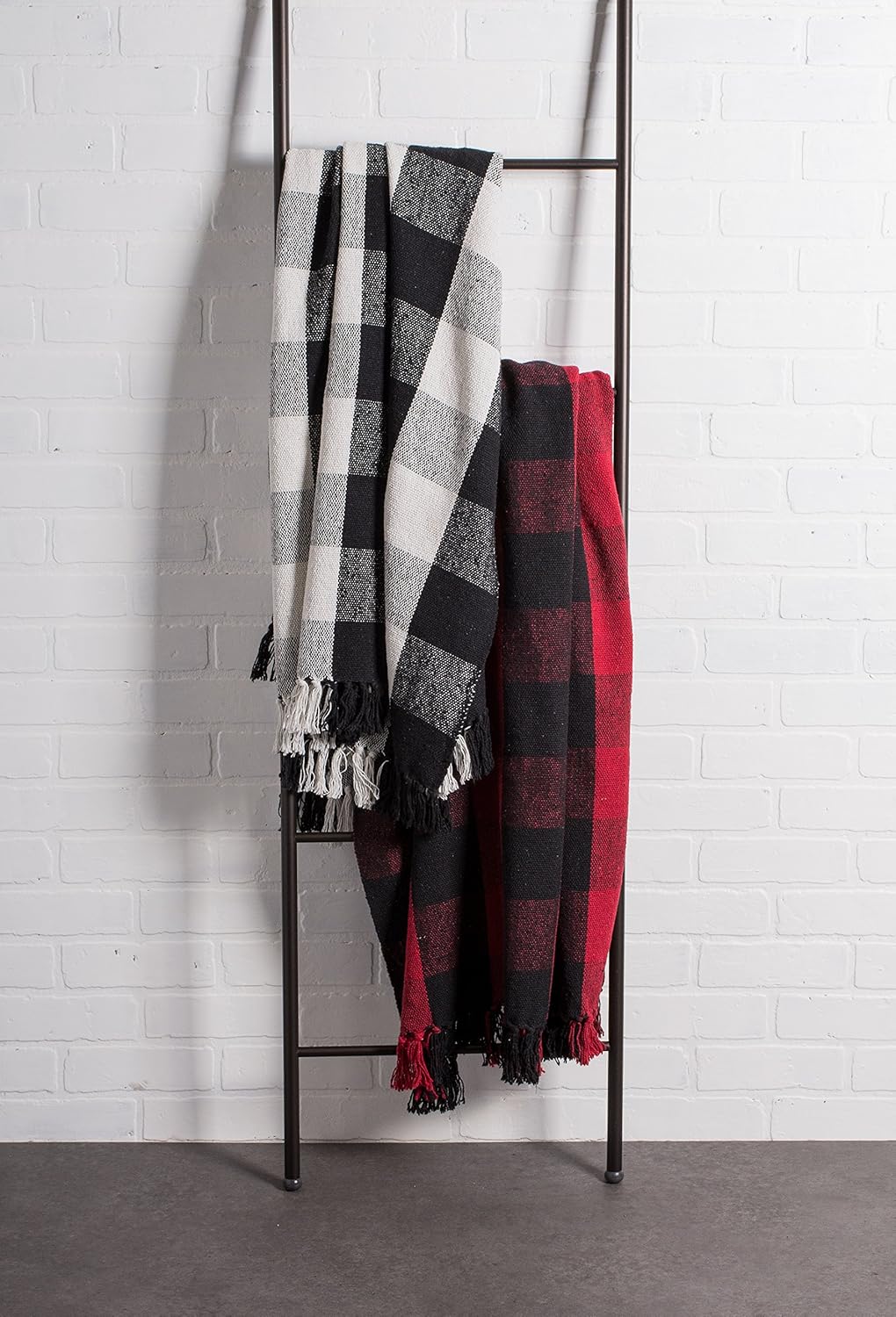 DII 100% Cotton Buffalo Check Throw for Indoor/Outdoor Use Camping Bbq's Beaches Everyday Blanket, 50 x 60, Black and White: Home & Kitchen