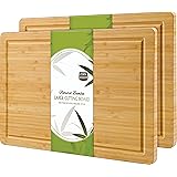 Utopia Kitchen (Pack of 2) Extra Large Bamboo Cutting Board with Juice Groove - Kitchen Chopping Board for Meat Cheese and Ve