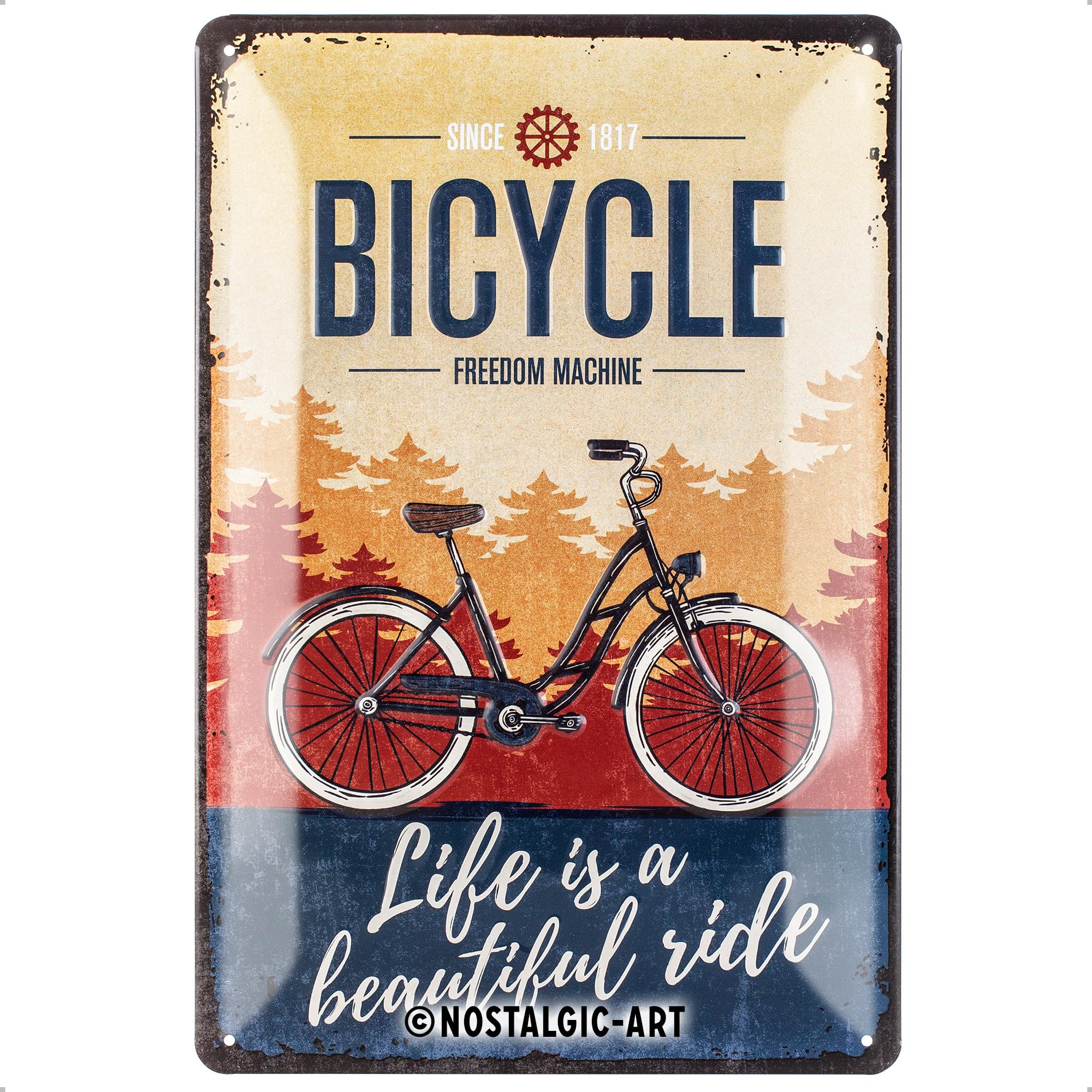 Nostalgic-Art Achtung - Bicycle - Beautiful Ride - Gift idea for cyclistsRetro Tin SignMetal PlaqueVintage design for decoration20 x 30 cm