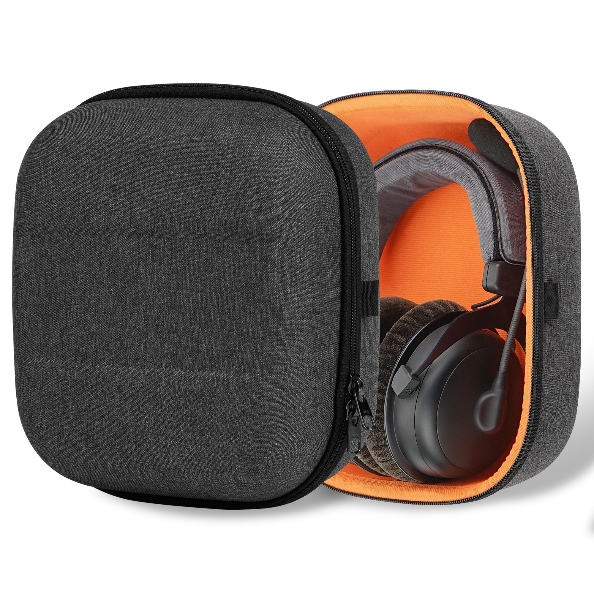 Geekria Shield Headphones Case Compatible with Beyerdynamic T5p, T1, MMX300, HE400S, DTX710/T990/790/770, Replacement Hard Shell Travel Carrying Bag with Cable Storage (Dark Grey)