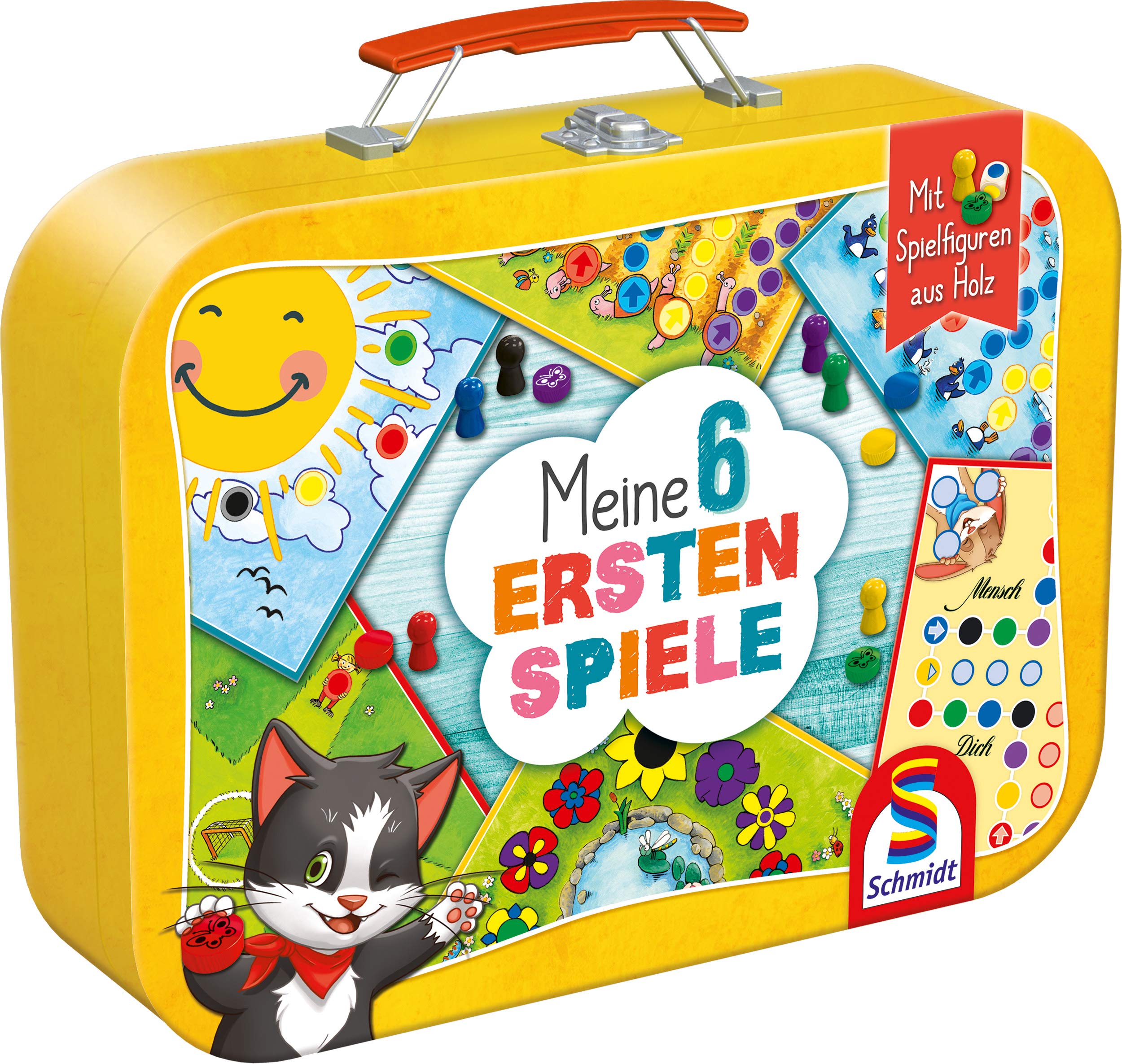 Schmidt Spiele 40591 My 6 First Games in Metal Case, Children's Play Collection, Colourful