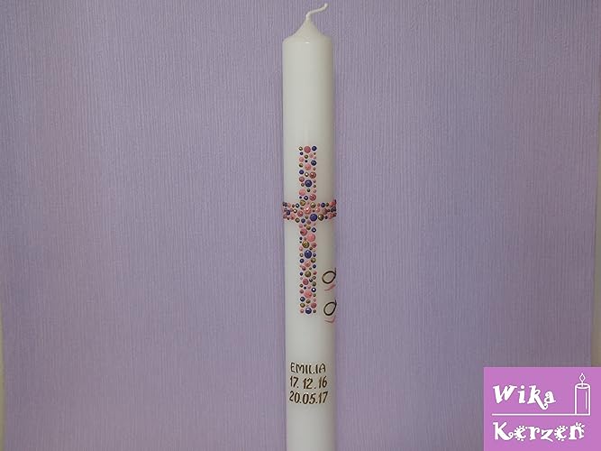 Kommunionkerzen Konfirmationskerze Kerze zur Kommunion Taufkerzen Mädchen 400x40mm inkl. Beschriftung alle Motive Handgeferti