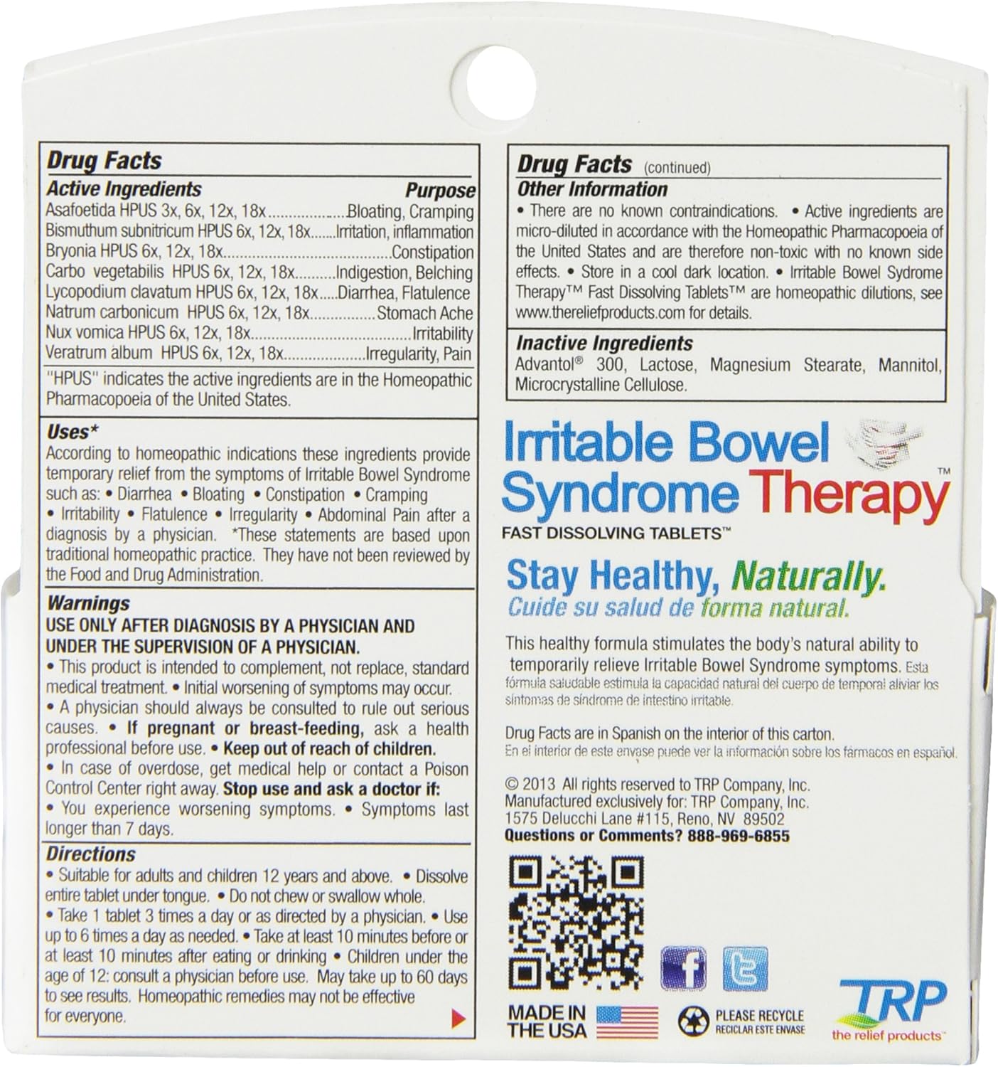 The Relief Products Irritable Bowel Syndrome Therapy,70 Tablets: Health & Personal Care