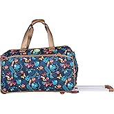 Lily Bloom Pattern 22 Inch Duffel Bag with 2-Rolling Wheels, Weekender Overnight Travel Lightweight Carry-On Suitcase For Women