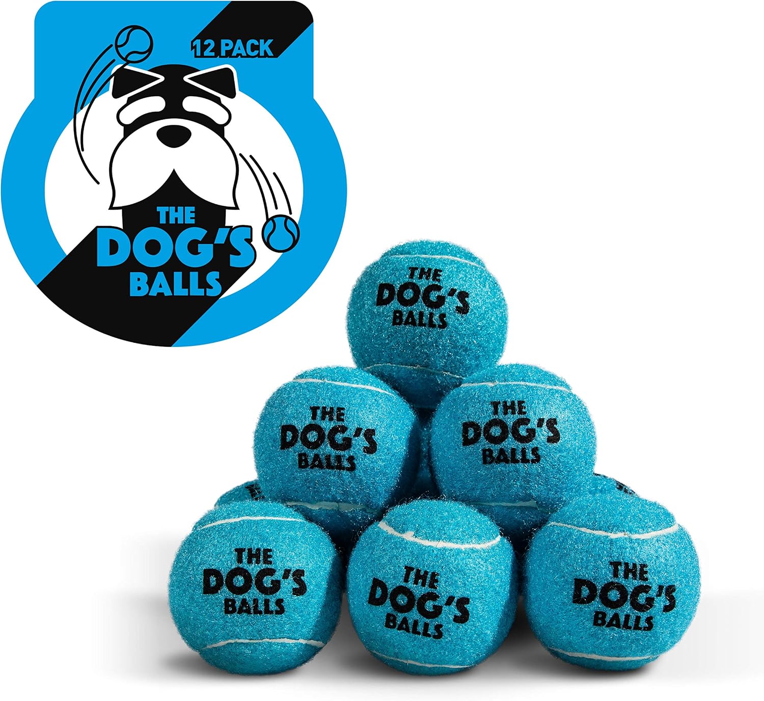 The Dog's Balls - Dog Tennis Balls, Blue, Medium, 12‑Pack, 12 Medium Tennis Balls