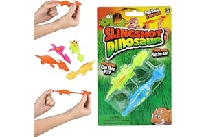 Chochkees Slingshot Dinosaur, Vinyl Stretchable Flying Dinosaur Toys, 4" Sling Shot Dino (2 Count (Pack of 1))