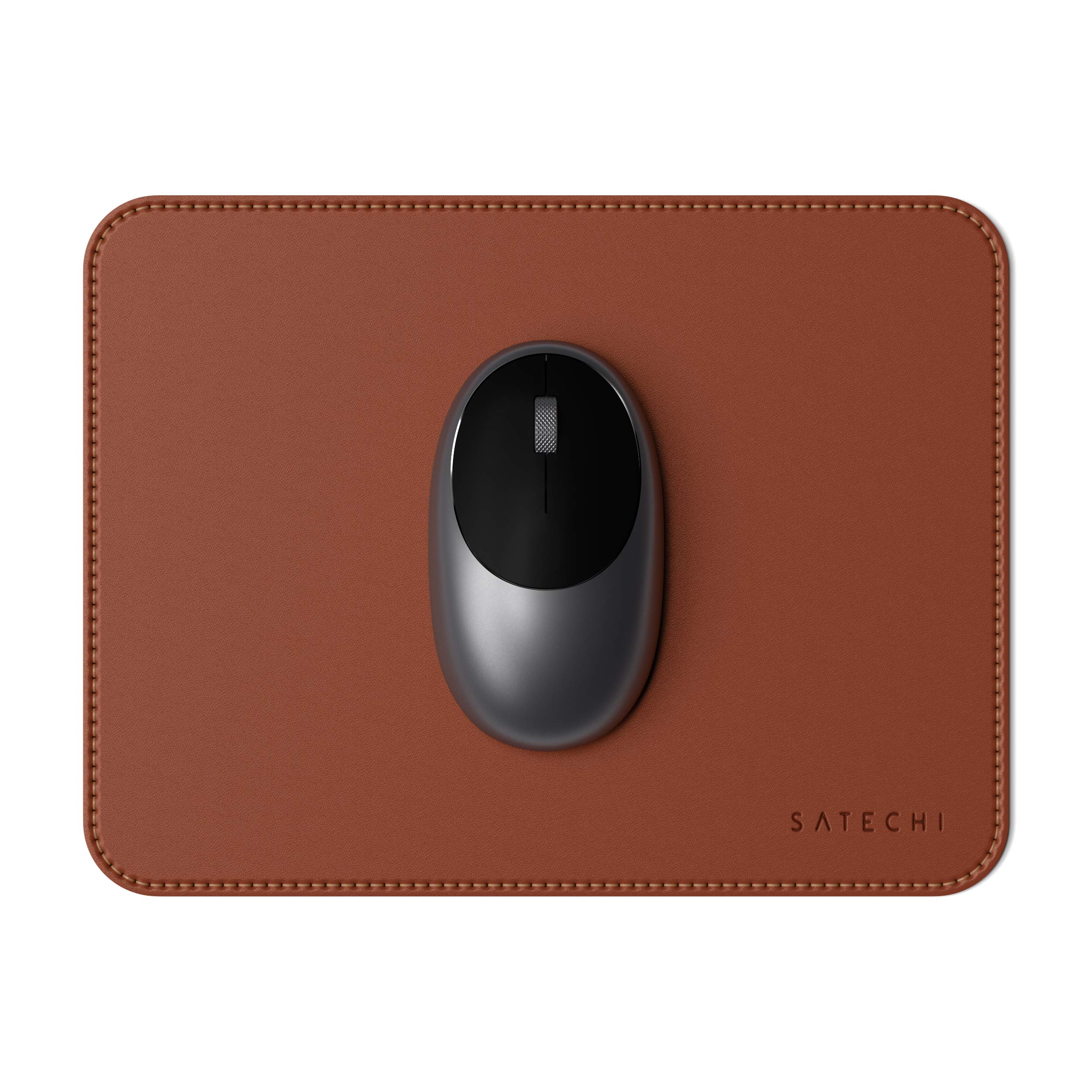 Satechi Eco-Leather Mouse Pad, 24.9 x 19.1 cm Ergonomic Mousepad, Waterproof Desk Mat for Computer, Laptop, Wrist Rest Desk Accessories for Office and Home, Workspace, Gaming - Brown — image 1