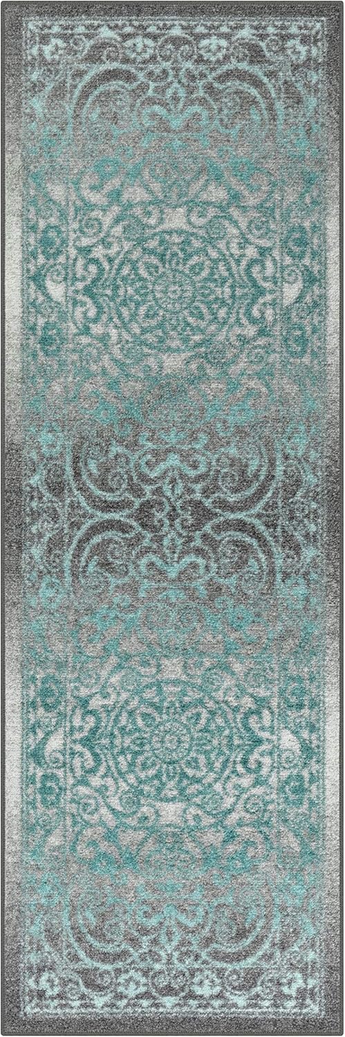 Rugs, Pads & Protectors - Maples Rugs Pelham Vintage Runner Rug Non Slip Washable Hallway Entry Carpet [Made in USA], 2 x 6, Grey/Blue