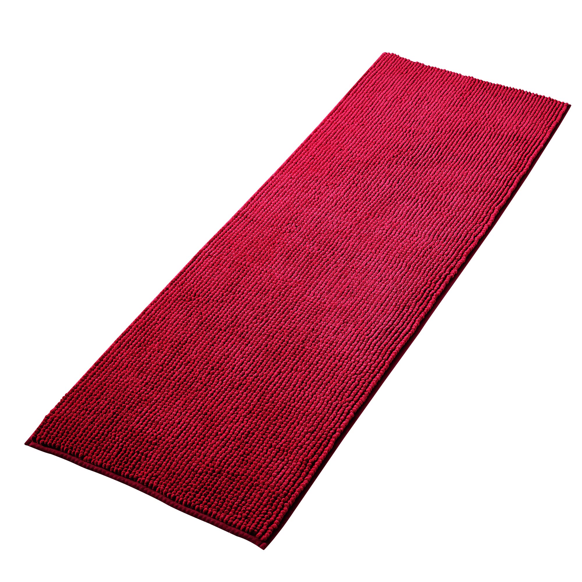 Decomira Non-Slip Chenille Bath Mat | Super absorbent and machine washable Bathroom Mat | For bathroom, shower, bathtub or as toilet mat | Red - 50x150 cm