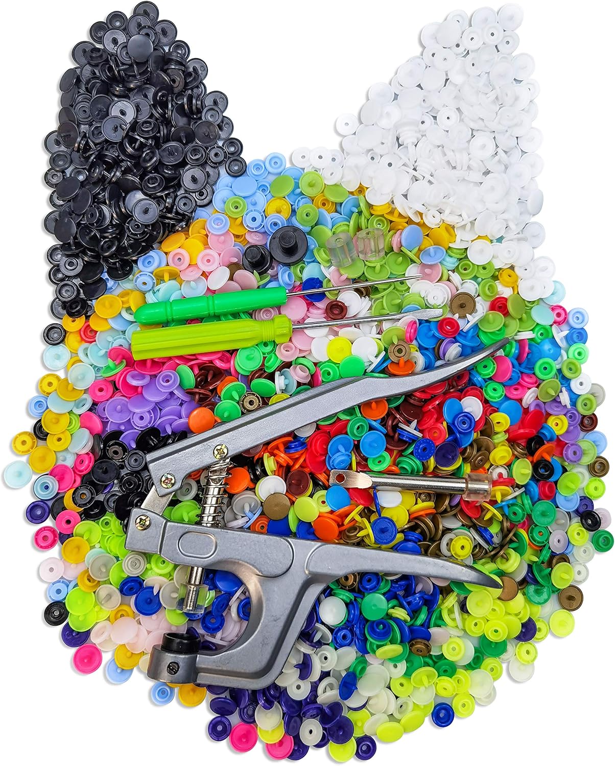 TmppDeco Plastic Snaps with Snap Pliers, 460 Sets 24-Colors Snaps Buttons for Sewing, Snap Fasteners kit for Sewing, Clothing, Crafting, Diaper, Bibs