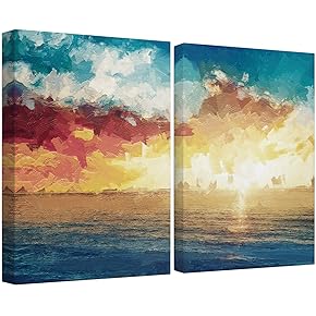 SIGNWIN Canvas Wall Art Bright Orange Sunrise with...
