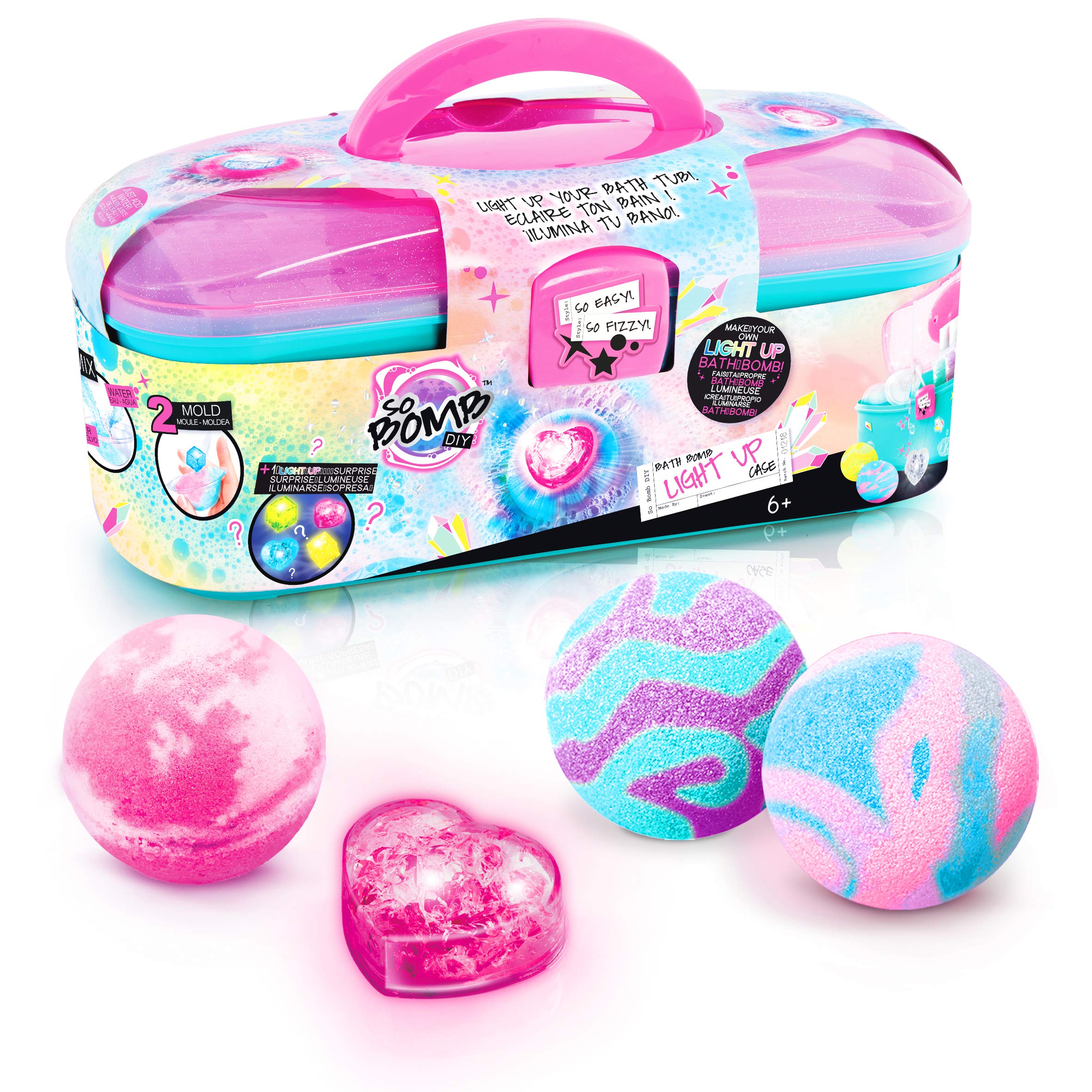 Canal Toys - So Bomb DIY - Light Up Bath Bomb Kit Carry Case for Children - Creative Activity Set with Moulds Powders and Light Up Figurines - Bath Time Activity - Gift for Children 6 + - BBD 033UK