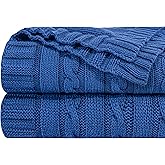 NTBAY 100% Pure Cotton Cable Knit Throw Blanket, Super Soft Warm 51x67 Knitted Throw Blanket for Couch, Sofa, Chair, Bed - Extra Cozy, Machine Washable, Comfortable Home Decor, Cobalt Blue