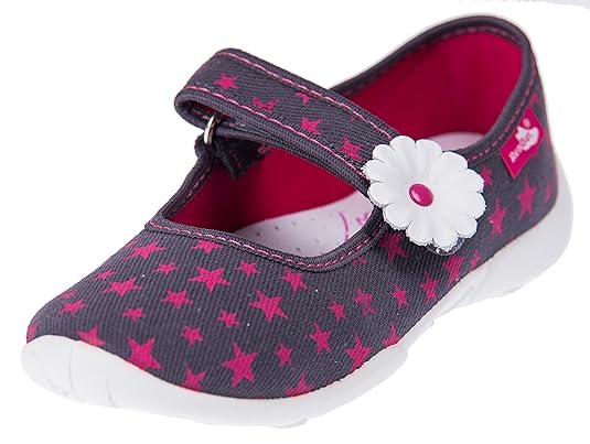 RenBut Mädchen Hauschuhe mit Klettverschlus Kinder Textilschuhe Lederinnensohle