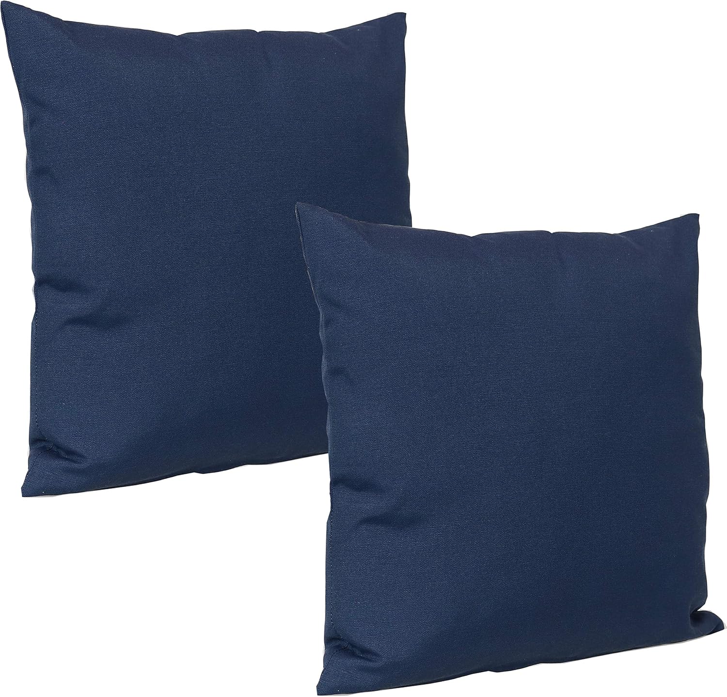Sunnydaze Indoor and Outdoor Decorative Throw Pillow Covers - Cover ONLY - 17 x 17 Inch Small Square Pillow Covers - Zipper Closures - Weather-Resistant Polyester - Set of 2 - Navy