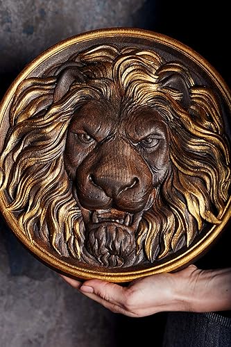 wood carved lion