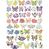 Landical 48 Pcs Enamel Pins Set Butterfly and Flower Brooch Colorful Flower Butterfly Enamel Pins Bulk for Backpacks Moth Lapel Brooch for Badge Jewelry Hats Clothes