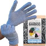 Temple Spring Exfoliating Glove Bamboo Carbonized Rayon Loofah Shower Scrubber