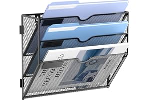 JMHUD Wall File Organizer 3 Tier Hanging Wall File Holder, Mail Organizer Wall Mounted for File Folder Paper Clipboard，Wall Organizer for Office and Home, Black