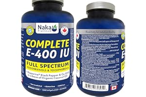 Naka Platinum Complete Vitamin E 400IU, Full Spectrum Tocotrienols & Tocopherols, Added Bioperine Black Pepper & Co Q10 in a 