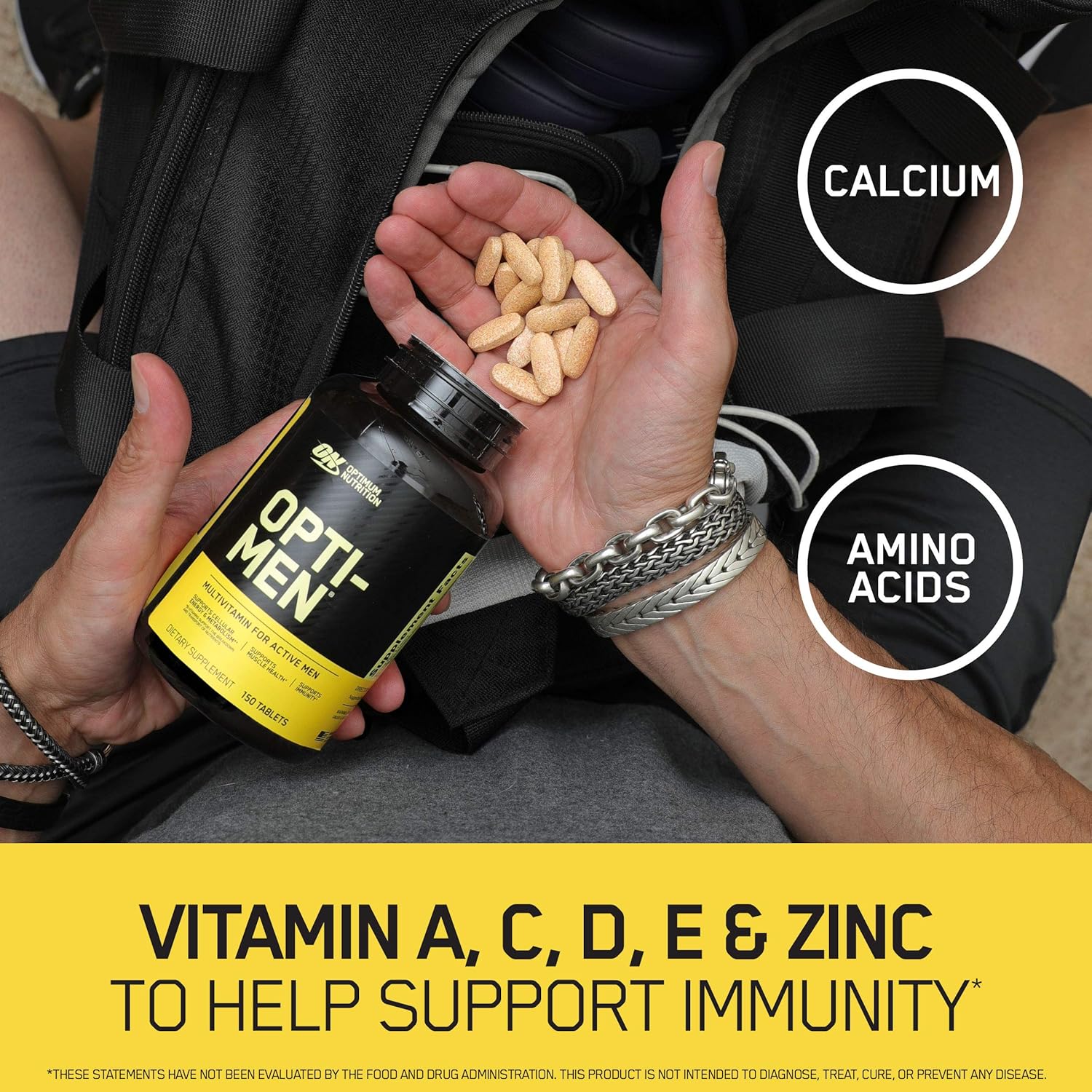 Optimum Nutrition Opti-Men, Vitamin C, Zinc and Vitamin D, E, B12 for Immune Support Mens Daily Multivitamin Supplement, 150 Count: Health & Personal Care
