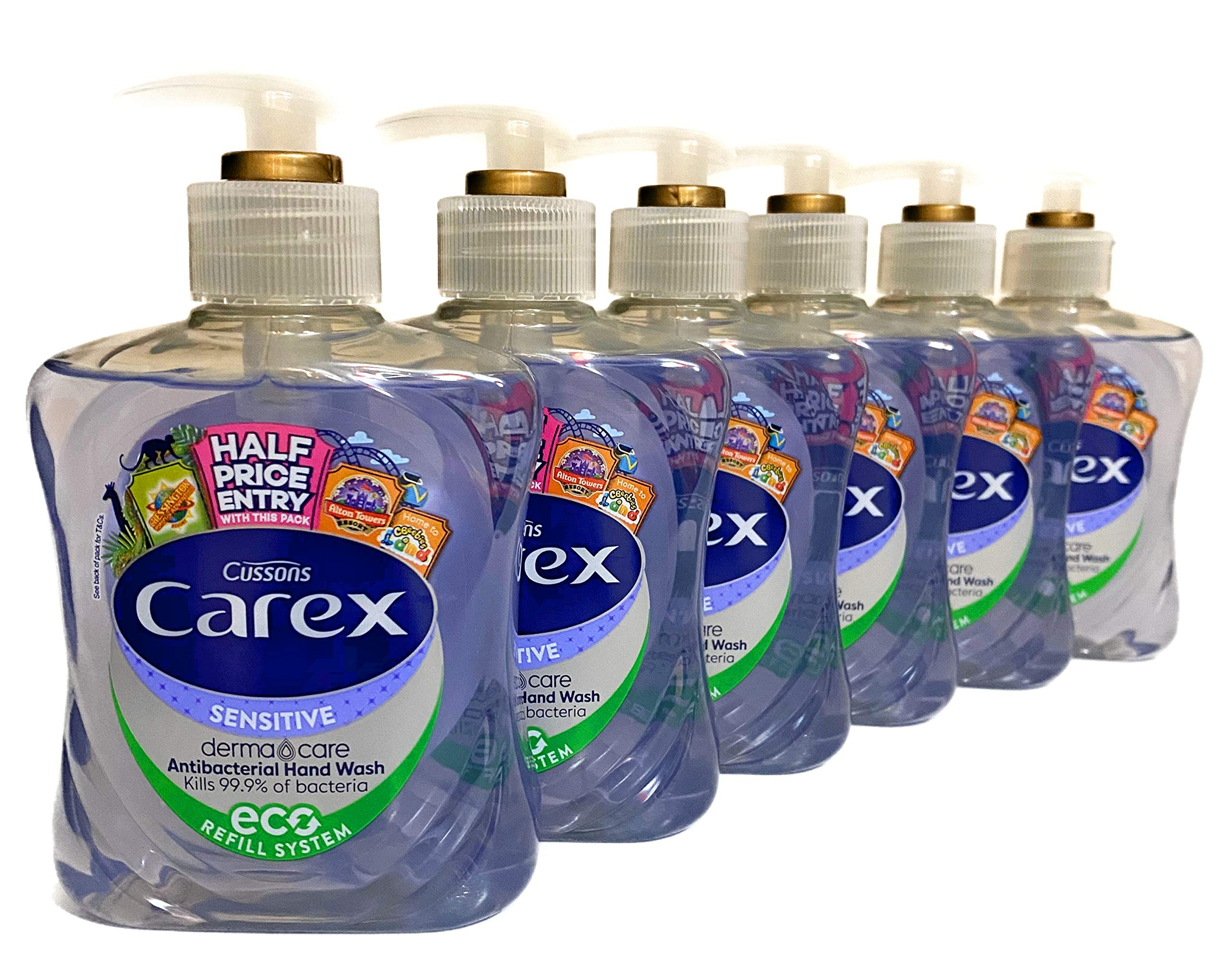 Pack of 6 Carex Sensitive Dermacare Antibacterial Handwash eco refill system 250ml