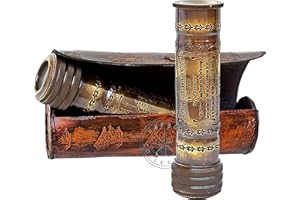 HANZLA COLLECTION Handmade Brass Kaleidoscope Engraved Nautical Kids Gift with Antique Leather Case Educational Gift Vintage Decor Collection