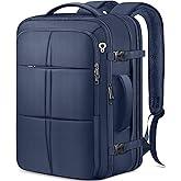 tazbuzo Travel Backpack, Extra Large 50L Flight Approved Carry on Backpack, Expandable Waterproof Business Suitcase Daypack Big Bag Fits 18.4 Inch Laptop, Blue