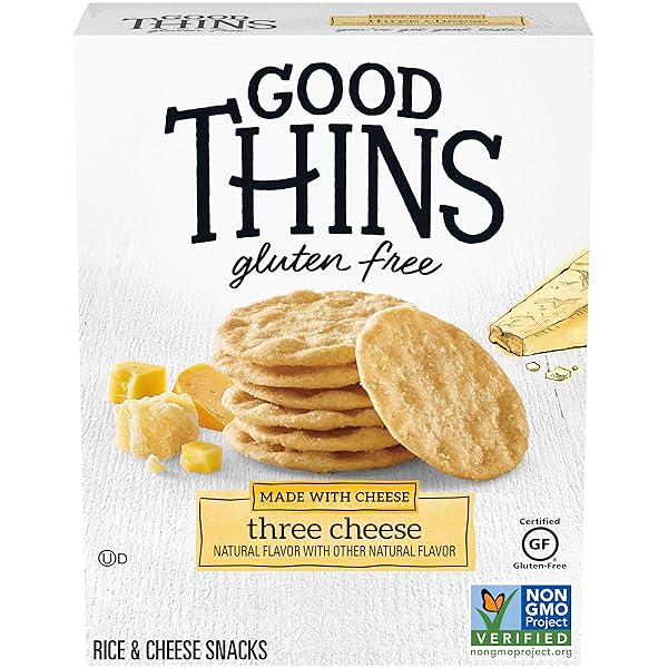 GOOD THINS THREE CHEESE RICE & CHEESE SNACKS GLUTEN FREE CRACKERS, 3.5 OZ