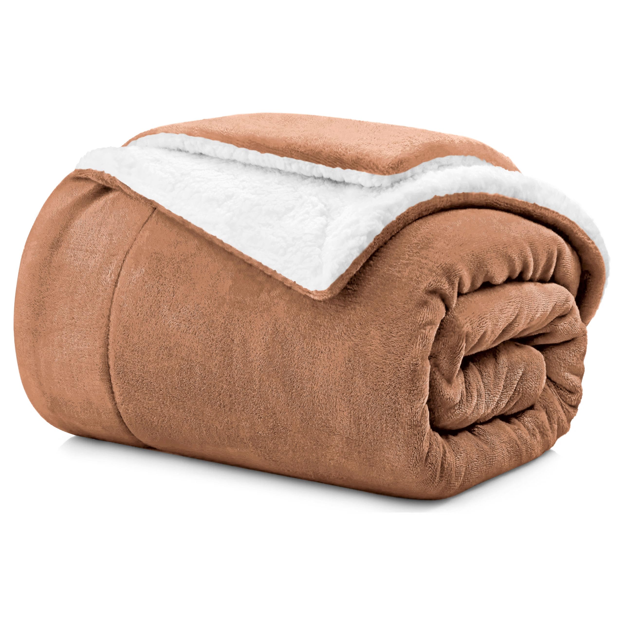 Aspire Homeware Sherpa Fleece Blanket Fluffy Camel Bed Throw Double Size Blankets for Beds Reversible Thick Travel Soft Blanket Microfiber Sofa Throw, 150 x 200 cm — image 1