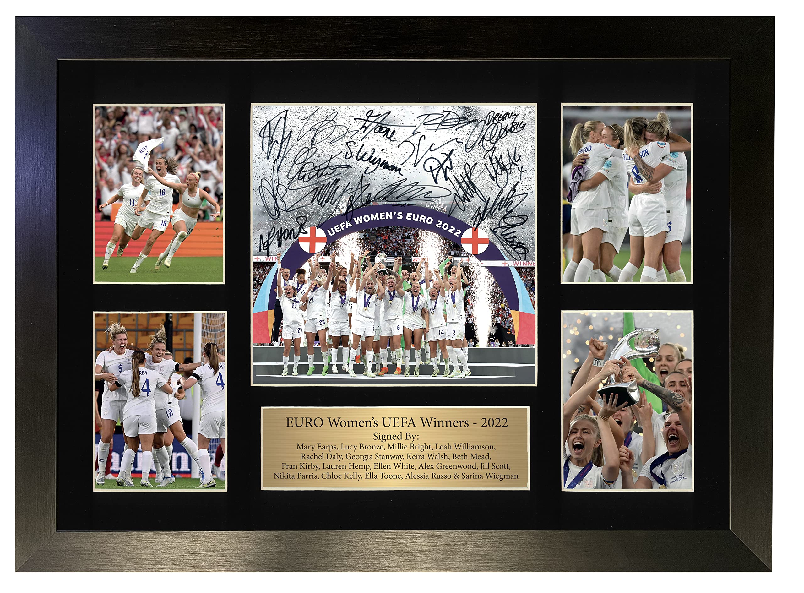 England Euro Womens Autograph 2022 UEFA Winners Woman's Poster Memorabilia Display Signed A3 (Frame Size 460 x 340mm) Printed Autograph Photo Picture Football Poster Gifts No121
