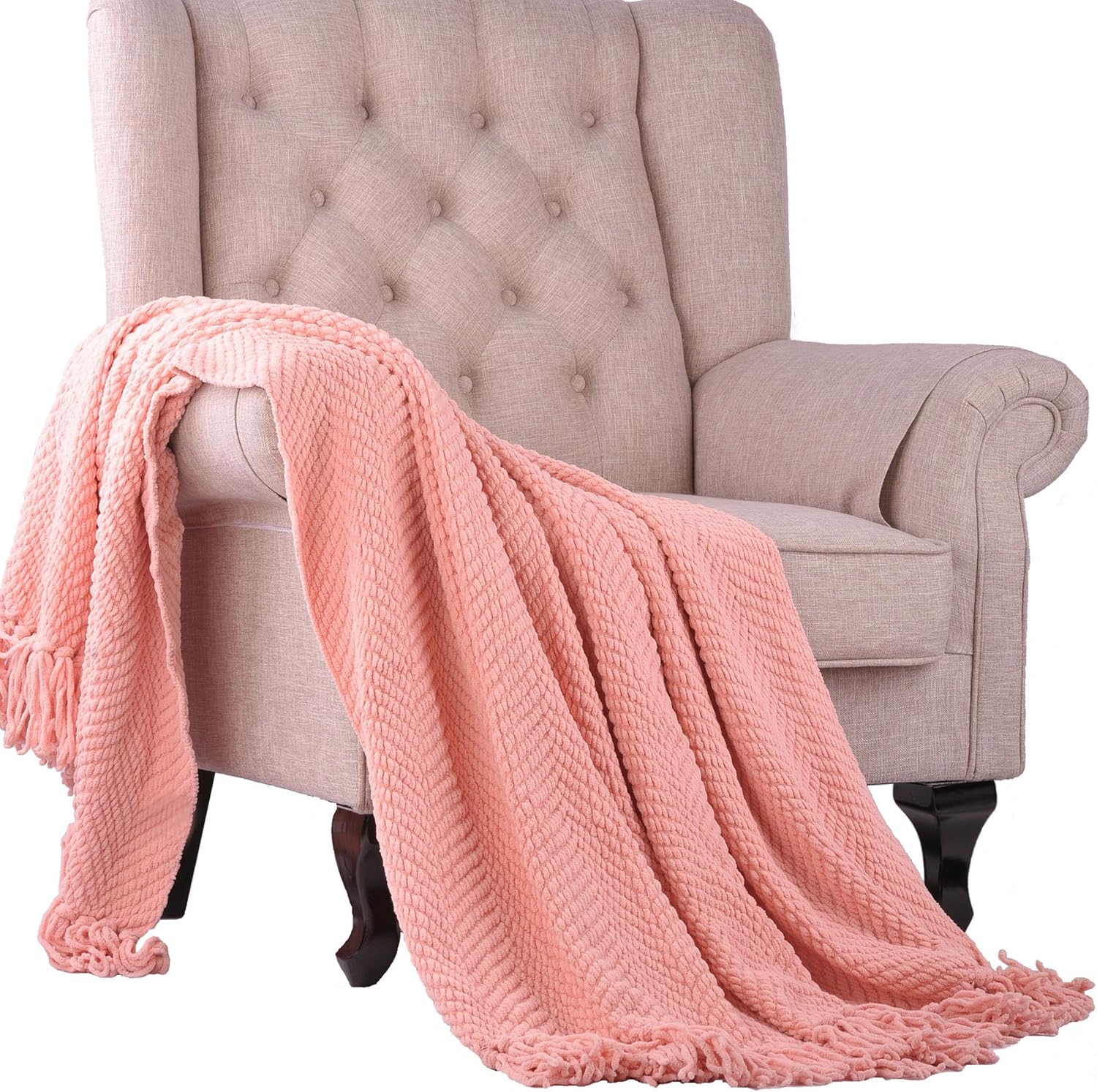 Home Soft Things Knitted Tweed Throw Couch Cover Blanket, 50 x 60, Raven: Home & Kitchen