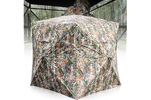 Huskfirm Hunting Blind See Through with Silent Magnetic Door&Sliding Windows,2-3 Person Pop Up Ground Blinds 270 Degree Field of View with Carrying Bag,Portable Hunting Tent for Deer&Turkey Hunting