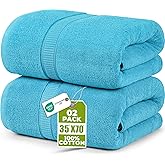 Utopia Towels Luxurious Jumbo Bath Sheet 2 Piece, 600 GSM, 35 by 70 Inches, 100% Ring Spun Cotton, Highly Absorbent and Quick Dry Extra Large Bath Towel, Super Soft Towel, Turquoise