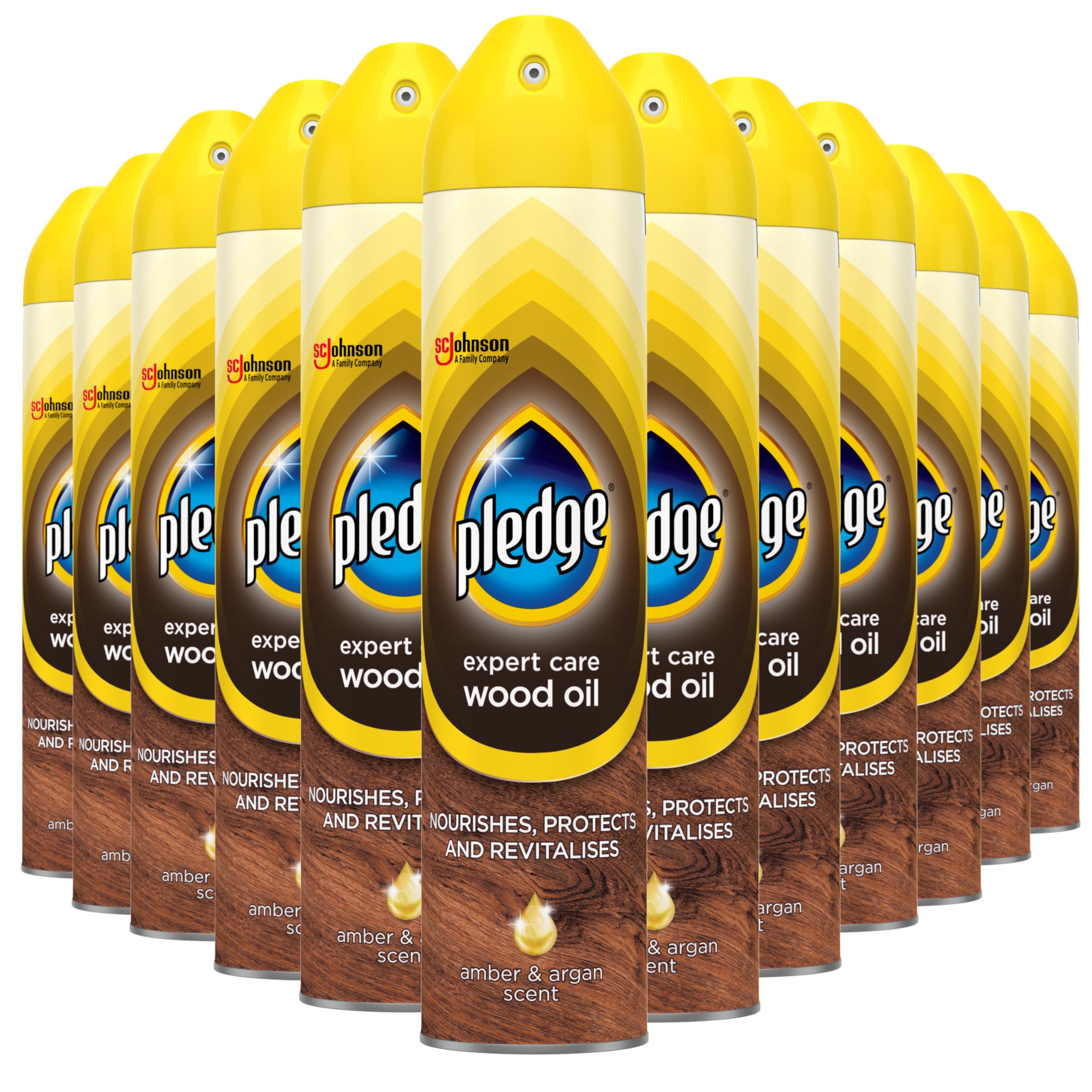 Pledge Revive It, Moisturising Oil, Furniture Polish, Amber & Argan Scent 250ml, Pack of 12