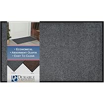 Durable Wipe-N-Walk Indoor Entrance Mat, 2' X 3' Charcoal, Vinyl-Backed Carpet Doormat For Home Or Office