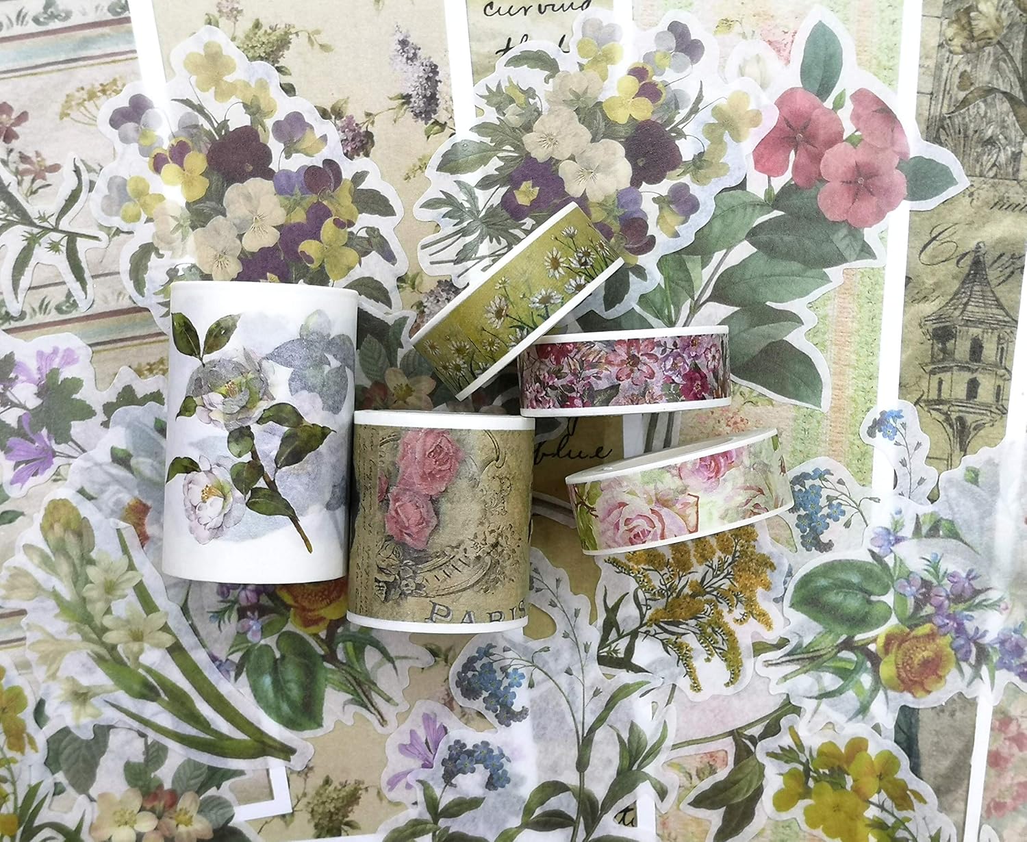 Amazon Com Vintage Botanical Floral Washi Tape 5 Rolls Sticker