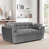 KEIKI 65" 3-in-1 Convertible Sofa Bed, Velvet Foldable Futon Couch | Foldable Design, Adjustable Backrest, and Pillows Create a Sofa, Lounger, or Guest Bed for Living Rooms and Small Spaces