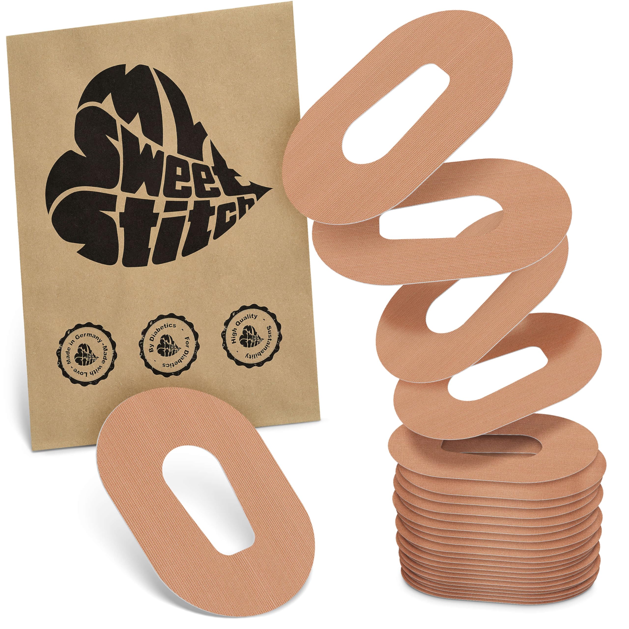 MySweetStitch - 25 x Dexcom G6 Patches, Overpatch Ø 70 x 55mm, Waterproof, Breathable, Skin-Friendly, Made in Germany, Beige — image 1