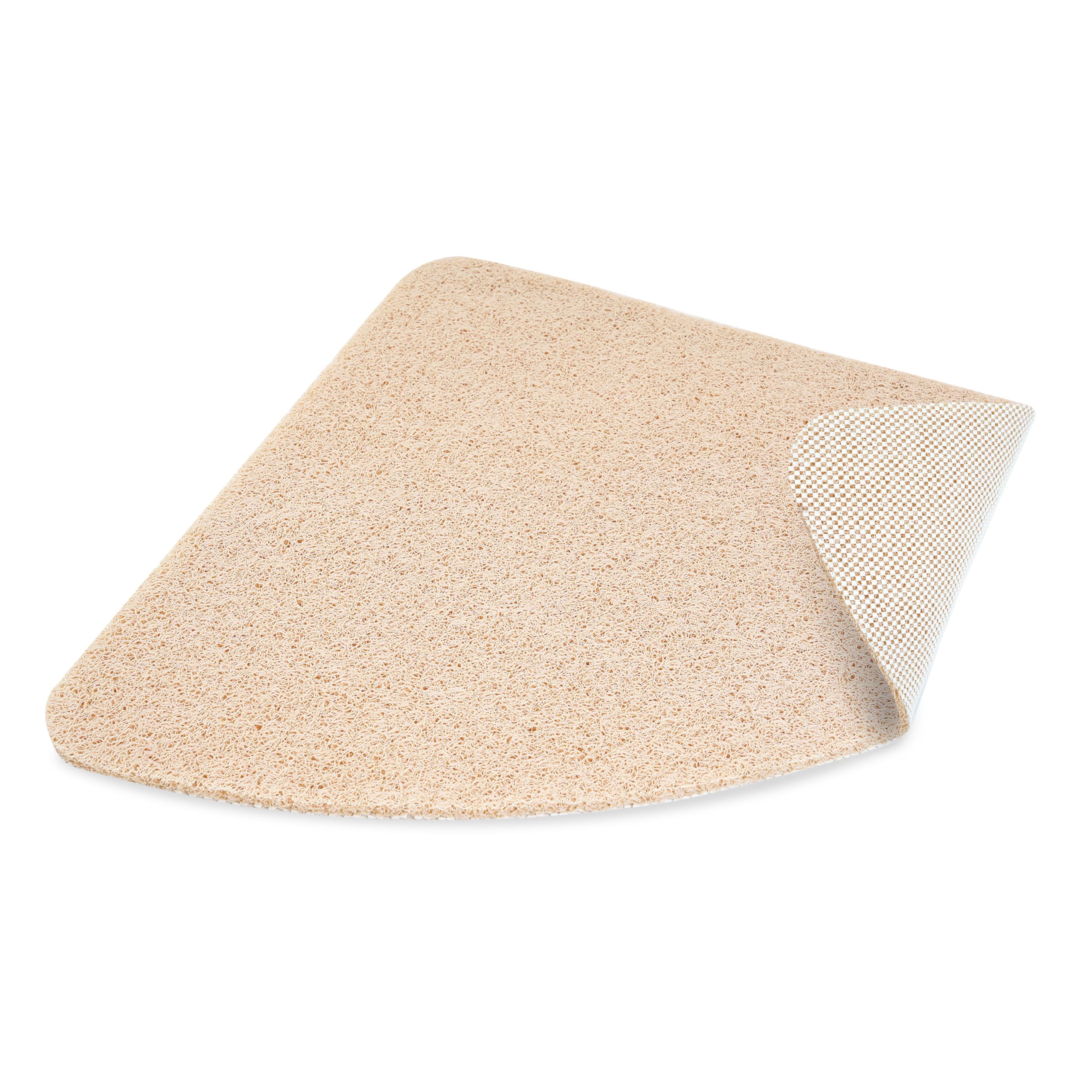 Dikots Corner shower mat non slip anti mould 60 x 60 cm - Beige Loofah style PVC Non slip Curved shower mat for inside shower - Washable and Quick Drying anti slip shower Mat for all Wet Surfaces